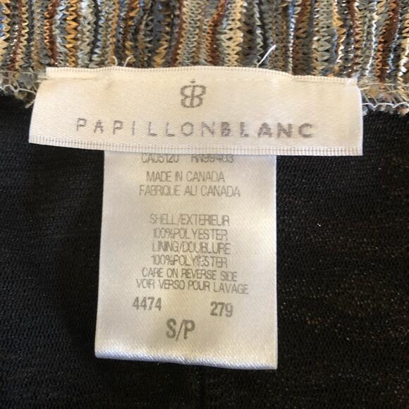 Papillon Blanc brown blue knit dress scoop neckline size small - Picture 5 of 5